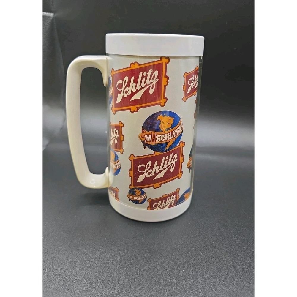 Vintage 1970's Schlitz Beer Logo 6" Thermo-Serv Insulated Mug - Made In USA